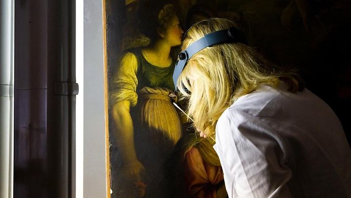 A painting being cleaned