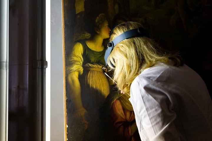 A painting being cleaned