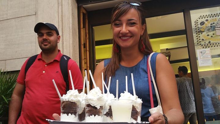 Enjoy the famous granita di caffè con panna