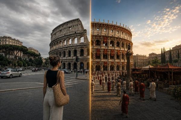 ChronoWalk: 21 Rome Stops with Then and Now Reconstructions