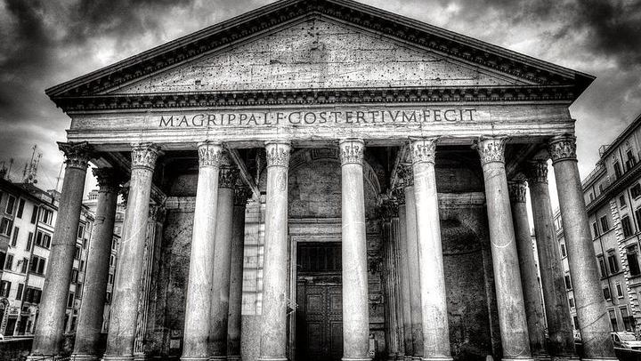 The "forest" of columns under the portico of the Pantheon.