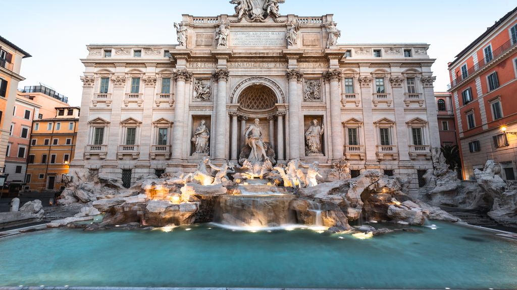 The Trevi Fountain seen head on, Oceanus in the central niche above the basin
