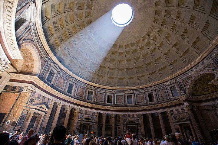 Walking Guided Tour and Rome's Iconic Temple Pantheon Entrance